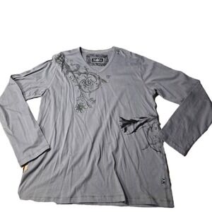 Asasa Ladies Long Sleeve Embroidered and Embellished T shirt sz XL EUC like new